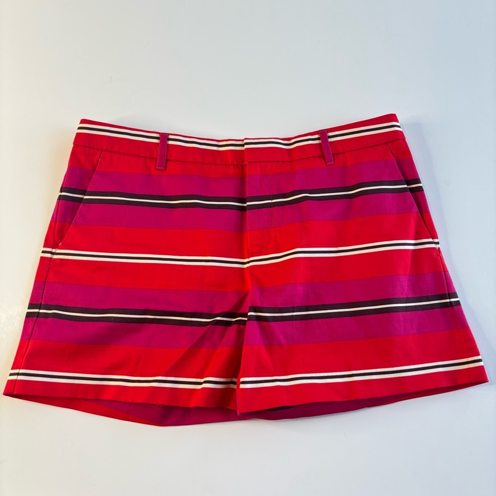 BN12 Banana Republic Red Striped Dressy Short High-rise‎ Women's Size 8 A-line